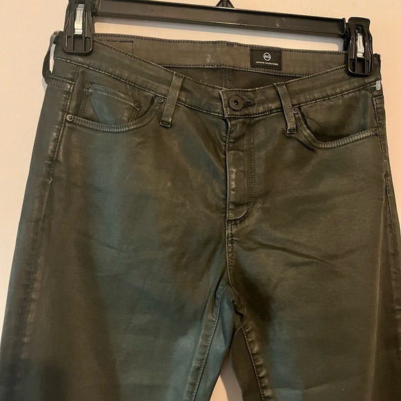 AG Adriano Goldschmied Prima Crop Coated Leatherette Jean in Olive Green size 27 - Picture 3 of 7